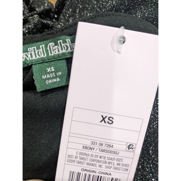 Ruched Bodycon Dress Sleeveless Mini Wild Fable Black XS Plunge Shimmer Fitted - Picture 5 of 7